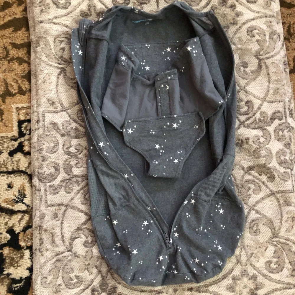 Happiest Baby Swaddle Star-Print Grey Full Zip Swaddle Sleepea 5-Second Swaddle
